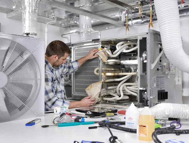 Ipswich Air Duct Cleaning specialist performing precision AC coil cleaning in Ipswich
