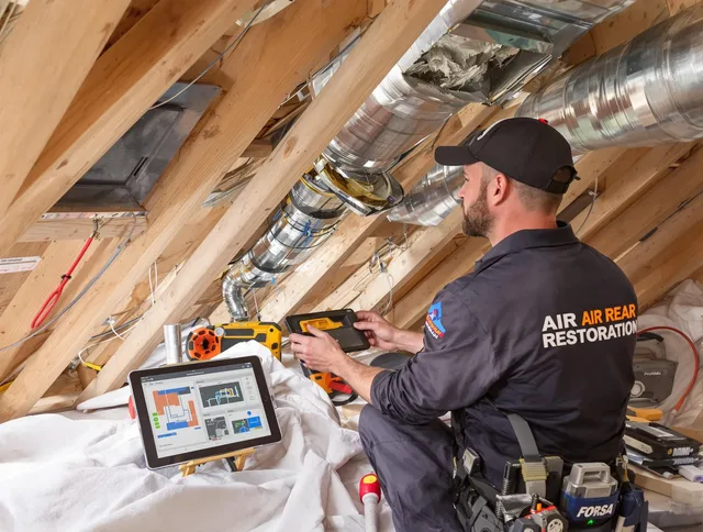 Ipswich Air Duct Cleaning technician performing precise duct repair work in Ipswich