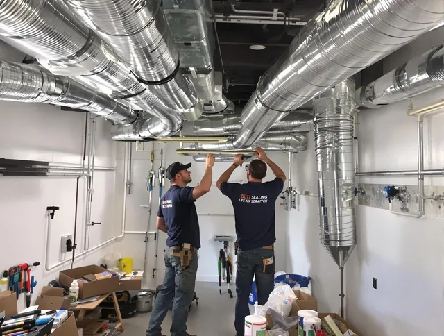 Ipswich Air Duct Cleaning technician applying professional duct sealing solutions in Ipswich
