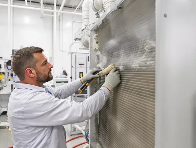 Ipswich Air Duct Cleaning technician performing precision commercial coil cleaning at a Ipswich business