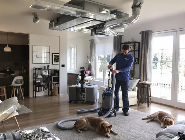 Ipswich Air Duct Cleaning technician performing detailed indoor duct cleaning for improved air quality in Ipswich